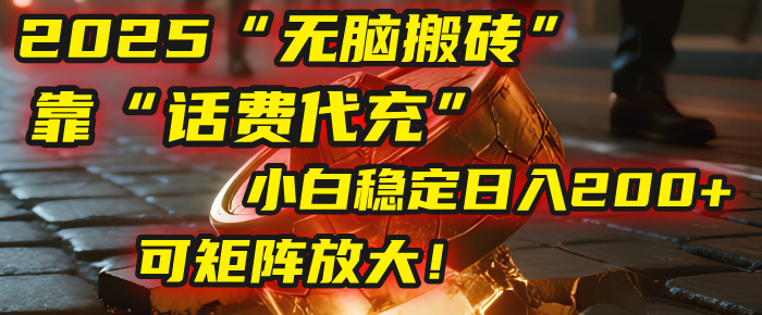 无脑搬砖项目：靠“话费代充”，小白稳定日入200+，可矩阵放大！-星河网创