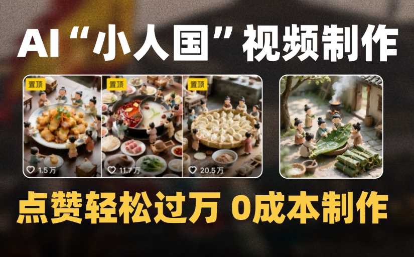 爆款1000W+微缩景观迷你小人国AI视频，0成本制作全流程教学-星河网创