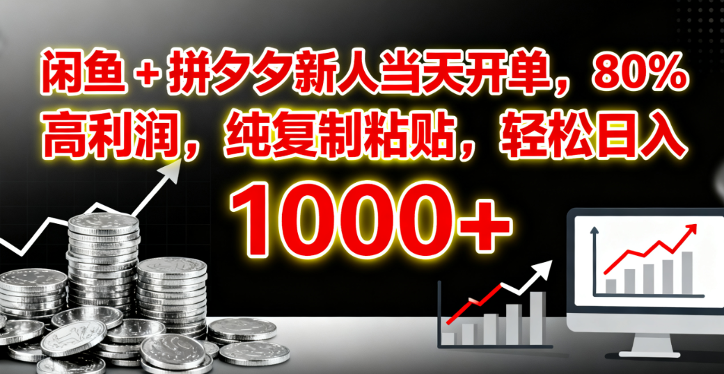 闲鱼 + 拼夕夕新人当天开单，80% 高利润，纯复制粘贴，轻松日入 1000+-星河网创