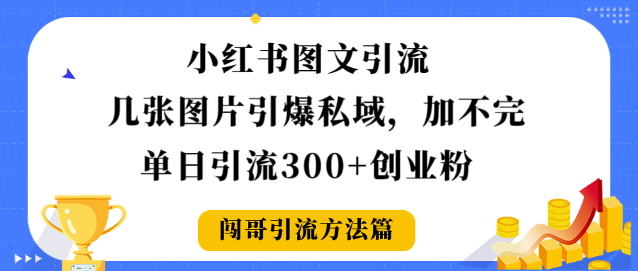 小红书图文引流，几张图片引爆私域加不完，单日引流300＋创业粉-星河网创