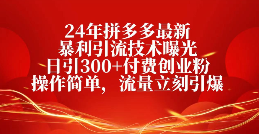 25年拼多多最新暴利引流技术曝光、日引300+付费创业粉操作简单，流量立刻引爆-星河网创
