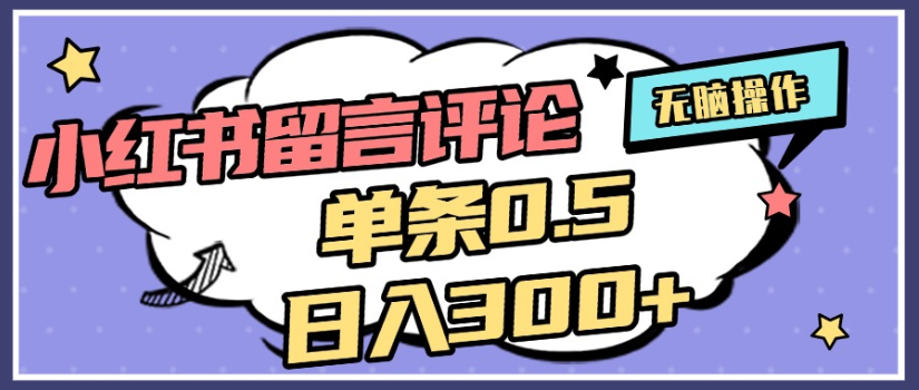 2025年最新小红书评论单条0.5元，日入300＋，无上限，详细操作流程-星河网创