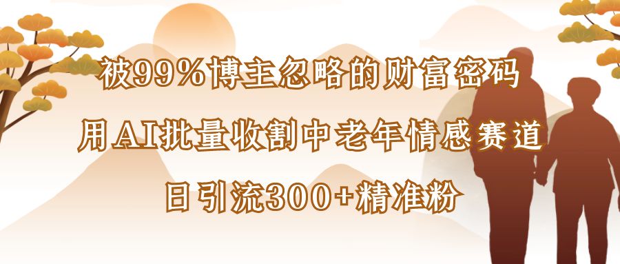 被99%博主忽略的财富密码：用AI批量收割中老年情感赛道，日引流300+精准粉-星河网创
