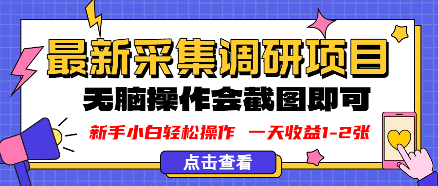 新版采集调研项目,截图上传即可,无脑操作,日收益1-2张-星河网创