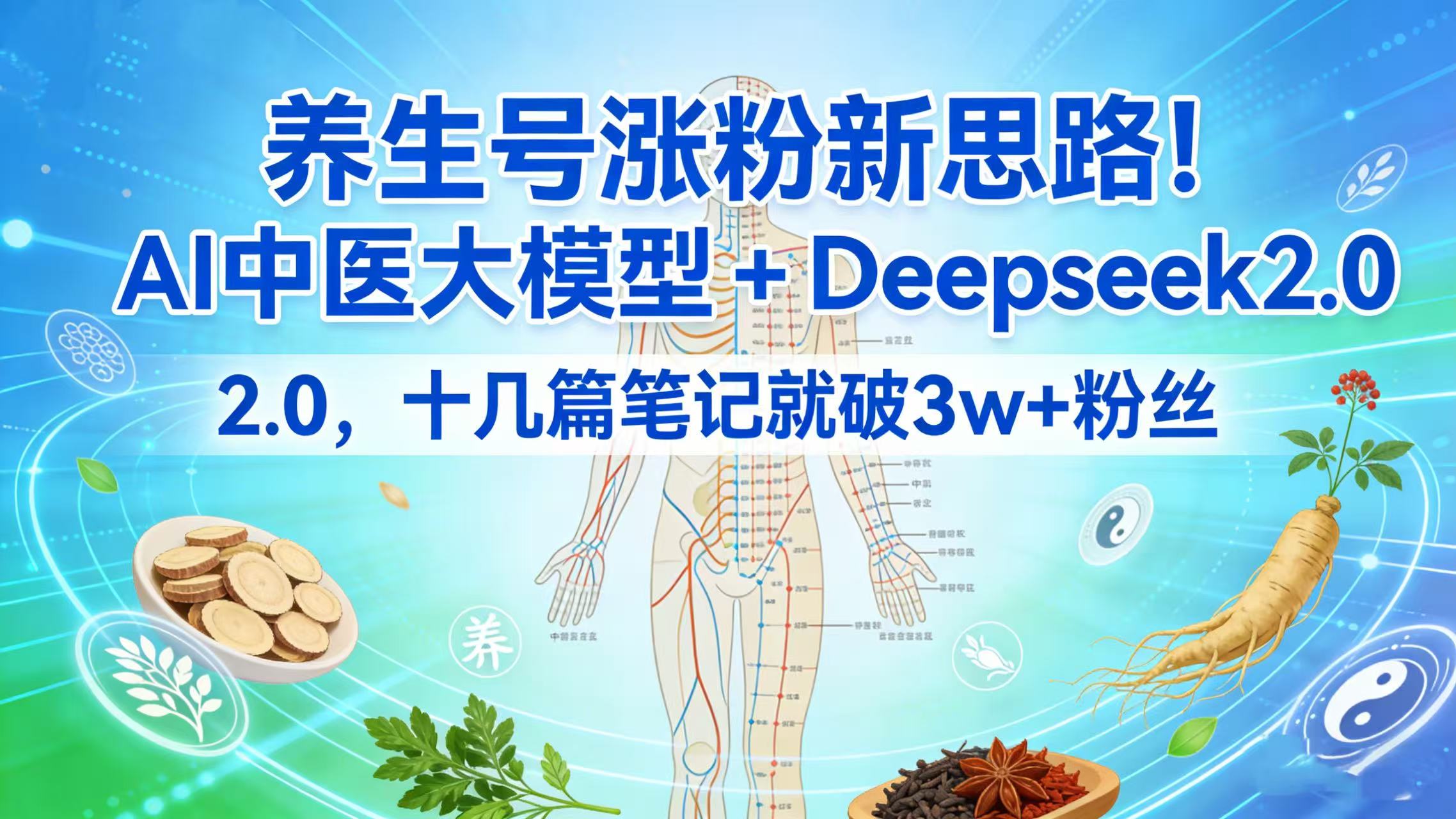 养生号涨粉新思路！AI 中医大模型 + Deepseek 2.0，十几篇笔记就破 3w + 粉丝-星河网创